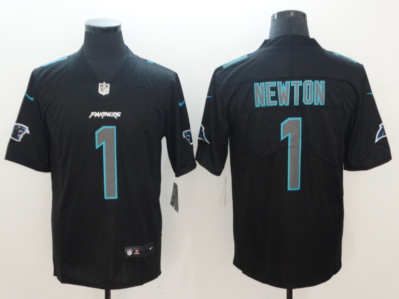 Men's Carolina Panthers Cam Newton #1 Black Jersey